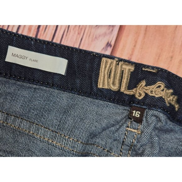 Kut From The Kloth Maggy Flare Leg Dark Wash Jeans 16 - Picture 4 of 10